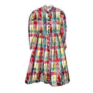 Vintage Sarah‎ Hent Girls Flower Print Maxi Dress Prairie Cottagecore